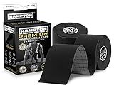 Hampton Adams | As Seen on Shark Tank | Elastic Kinesiology Tape (2-Pack) | Uncut Athletic Tape Supports & Protects Muscles Knees Shoulders & Plantar Fasciitis | Waterproof Hypoallergenic (Black)