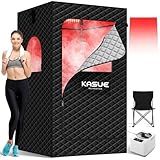 KASUE Infrared Sauna Box, Portable Steam Sauna with 3L Steamer, 5-Layer Waterproof, Thermal Insulation, Folding Chair, for Home Spa, Indoor & Outdoor(Black)