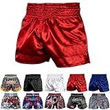 Roar Muay Thai Shorts MMA Gym Boxing Fighting Trunks Kick Martial Arts Gear (Red, Medium)