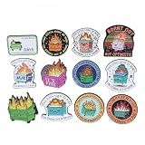12Pcs Dumpster Fire Response Team Pin, Trash Fire Sarcastic Enamel Button Brooch Office Humor Hilarious Badge Gifts for Coworkers Team Leader