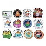 12Pcs Dumpster Fire Response Team Pin, Trash Fire Sarcastic Enamel Button Brooch Office Humor Hilarious Badge Gifts for Coworkers Team Leader