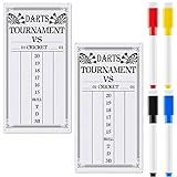 Juexica 2 Pieces Dart Scoreboard Dry Erase Scoreboard Dart Score Keeper Dart Accessories with 4 Dry Erase Markers for Cricket and 01 Dart Games, 15 x 7.8 Inches