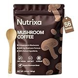 Nutrixa Mushroom Coffee Organic 340g (56 Servings) - 6 Adaptogenic Mushrooms for Energy, Focus & Gut Health - Instant Superfood Blend with Lions Mane, Reishi, Cordyceps, Turkey Tail, Coconut & MCT Oil
