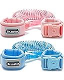 Anti Lost Wrist Link, Dr.meter 2 Pack Toddler Safety Leash with Key Lock, Reflective Child Walking Harness - Dual 8.2ft Length Pink & Blue Parent Kids Leash for Outdoor Activity Travel Gear