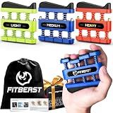 FitBeast Finger Strengthener, Finger Exerciser 3-Pack, Hand Exerciser for Improve Dexterity and Strength in Fingers, Hands, Forearms–Grip Strength Trainer for Musicians, Climbers (3 Piece Set)