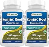 Best Naturals 2 Pack Konjac Glucomannan Root 2000 mg per Serving - 180 Vegetarian Capsules