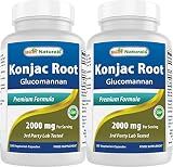 Best Naturals 2 Pack Konjac Glucomannan Root 2000 mg per Serving - 180 Vegetarian Capsules