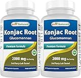 Best Naturals 2 Pack Konjac Glucomannan Root 2000 mg per Serving - 180 Vegetarian Capsules