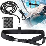 Swimming Training Belt 8-25FT Adjustable Swimming Resistance Belt, Stationary Harness for Any Pool Without Counter Current System (Black)