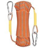 X XBEN Outdoor Climbing Rope 10M (32ft) Rock Climbing Rope, Escape Rope Climbing Equipment Fire Rescue Parachute Rope (32 Foot) - Orange