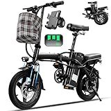 Electric Bike for Adults Teens, Commuting Folding ebike with 560W Motor and 48V Battery, 24MPH 3 Level Pedals Assist, Dual Disc Brakes,14" Compact Foldable Electric Bicycle with UL2849 Certification