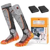 EIHBIEA Heated Socks, 5V 6000mAh Rechargeable Heated Socks for Men & Women, Electric Socks with 3 Heating Levels for Winter, Skiing, Hunting, Camping, Hiking, Cycling, Outdoor Work