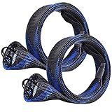 SF Standard Casting Fishing Rod Sock Fishing Rod Sleeve Rod Cover Braided Mesh Rod Protector Pole Gloves Fishing Tools Black-Blue-2PCS Fit Casting Rod 6-1/2FT to 7-1/2FT