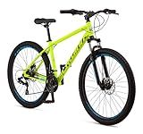 Schwinn High Timber ALX Mountain Bike for Adult Men Women, 27.5-Inch Wheels, 21-Speeds, Front Suspension, Aluminum Frame, Mechanical Disc Brakes, Yellow