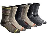 Eddie Bauer Men's Socks Dura Dri Moisture Control 6-Pair Crew Socks, Olive Assorted (6 Pairs), Large