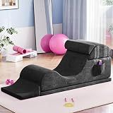 Convertible Yoga Chair for Adults, Ergonomic Foam Lounge with Lumbar Pillow, Washable Cover, Side Pocket, No Assembly Needed – Great for Exercise, Stretching & Relaxation Black