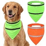 2-Pack Reflective Dog Scarf, High Visibility Pet Collar Adjustable Dog Bandanas with Closure, Hunting Vest Gear for Night Walking, Camping, and Outdoor Activities, Fits Neck Size 16-20.5 Inches
