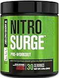 Jacked Factory NITROSURGE Pre Workout Supplement - Endless Energy, Instant Strength Gains, Clear Focus, Intense Pumps - NO Booster & Preworkout Powder with Beta Alanine - 30 Servings, Cherry Limeade