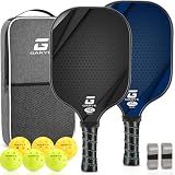 GARYE Pickleball Paddles Set of 2 or 4, USAPA Approved Carbon Fiber Pickleball Set, Lightweight Pickle Ball Rackets 2 Pack with 6 Balls, 1 Bag, Pair of Grip Tapes, Pickle Ball Paddle for Men and Women