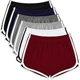 Apoway 6 Packs Dance Shorts Women Cotton Waistband Summer Sports Yoga Shorts for Women