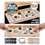 Fast Sling Puck Game 14 Inches Small Size - Super Winner Slingshot Puck Board Game - Sling It Shot 2 Player Hockey Table for Kids, Teen and Adults - Christmas Indoor Family Tabletop Games