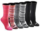 Dickies Women's Dri-Tech Fashion Moisture Control Crew Socks, Available in S-XL (6, 12 Pairs), Stripe (6 Pairs), Medium