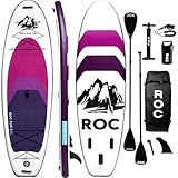 Roc Inflatable Stand Up Paddle Board 10' 6" with Premium SUP Paddle Board Accessories, Wide Stable Design, Non-Slip Comfort Deck for Youth & Adults (Violet)
