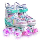 SULIFEEL Rainbow Unicorn 4 Size Adjustable Roller Skates for Girls Boys for Kids Ages 3-5 5-8 6-12 Children Skates Indoor Outdoor
