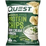Quest Nutrition Sour Cream & Onion Protein Chips, 19g Protein, 4g Net Carbs, Low Carb, Gluten Free, 1.1 oz (Pack of 12)