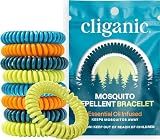 Cliganic Mosquito Repellent Bracelets for Kids & Adults, Natural, 10 Pack | DEET-Free, Plant-Based Bug Bands, Individually Wrapped, Easy to Use & Convenient for Travel & Outdoors, Hiking, Camping