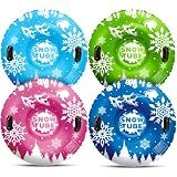 ZIZZ 36" Snow Tubes for Kids Adults Sledding Heavy Duty Inflatable 4 Pack