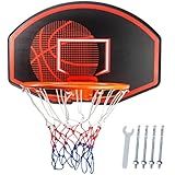 Large Wall Mounted Basketball Hoop, 36"x24" Shatter-Proof Backboard with 18" Rim & Anti-Tear Net, Indoor Outdoor Basketball Hoop for Family Fun with Kids Adults