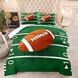 Tailor Shop Football Comforter Set for Boys Kids Teens Green Rugby Football Field Bedding Sets Twin Size with 1 Comforter 1 Pillow Sham……