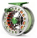 Fly Fishing Reel with Aluminum Alloy Body 5/6wt Die Cast Pre-Loaded Fly Reel with Line Combo for Trout Bass Carp Pike Panfish-Green