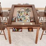 LAUSAINT HOME Board Game Table with Removable Table Top, 54” x 31” Play Area, Gaming and Dining Table with EVA Play Mat, Detachable Cup Holders and Trays for 6 Players, for Card, DND and Poker, Walnut