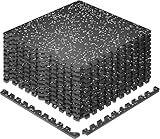 SUPERJARE 0.79'' Extra-Thick Exercise Equipment Mats, 12 Pcs 48 Sq Ft Rubber Top Floor Tiles with High Density EVA Foam, Interlocking Gym Flooring for Home Gym, Workout Mat, Black/Grey