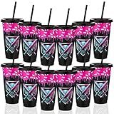 Willinglong 12 Sets Ice Cream Drip Baseball Plastic Tumbler with Lid and Straw 24oz Reusable Baseball Themed Plastic Cups Ice Cream Decorations Summer Party Decorations for Team Player Lovers Party