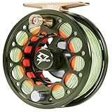 Piscifun Sword Fly Fishing Reel with Line, Pre-Loaded CNC-Machined Aluminum Alloy Fly Reel, Light Weight and Corrosion Resistance Design, 5/6wt Olive Green