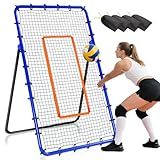 Volleyball Rebounder Net, 5 Angles Volleyball Bounce Back Training Equipment with Durable Sandbags & Metal Stakes for Lacrosse, Baseball, Soccer Practicing - 7x4 Ft (Blue)