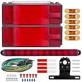 VINAUO Boat Trailer Lights, LED Submersible Trailer Light Kit with Wiring Harness Kit, Amber Marker Lights, White Reverse & Brake Lights, 15.6" 3rd ID Bar for Over 80" RV Truck Camper