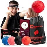 Champs MMA Boxing Reflex Ball Set with Punch Counter App | 4 Balls with Varying Weights, Headband & 4 Spare Strings to Improve Speed, Hand Eye Coordination Training | Boxing Equipment, MMA Gear Gift