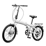 Lzerahera 20 inch Folding Bike Folding Compact City Commuter Bike with 7 Speed Gears Easy Folding City, Adjustable Stem, Bicycle Foldable Bicycle with Disc Brake Front and Rear Fenders