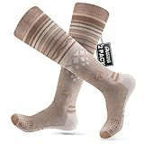 OutdoorMaster Ski Socks, Merino Wool Ski Socks for Men & Women, Thermal Winter Warm & Breathable Snowboarding Socks for Cold Weather, Over The Calf Non-Slip Cuff, Machine Washable