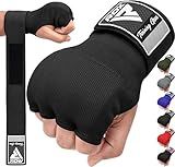 RDX Training Boxing Inner Gloves Hand Wraps MMA Fist Protector Bandages Mitts, Medium, Black