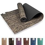Myga Jute Yoga Mat - High Performance Vegan Floor Exercise Mat - Eco Friendly Biodegradable Yoga Mat with PVC Backing - 72" x 24" - 0.2" Thickness Black