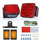 Nilight 2PCS Square LED Trailer Light Kit Low Profile Submersible IP68 Stop Turn Tail Side Marker License Lamps for 12V Utility Boat Camper RV Trucks Marine Snowmobile