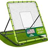 Baseball Rebounder Net 4x4.5 Ft Pitchback Trainer Bounce Back Fielding Net for Baseball and Softball Rebound Solo Practice with 3 Ball Return Angles