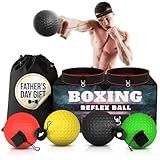 Boxing Reflex Balls Set - 4 Same Weight Color Balls, 2 Adjustable Headbands for Reaction Time Training, Hand-Eye Coordination, Hand Speed & Focus | Beginner to Advanced Drills, Great Gift for Father