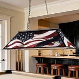 Obihivlo 4-Light Tiffany Pool Table Lamp, 43'' Billiards Light Fixture for 7'-8' Pool Table Hanging Lamp, with American Flag High Light Transmittance Shade, Suitable for Game Room, Man Cave