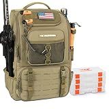 KastKing KarryAll Fishing Backpack with Rod Holder 4 Tackle Boxes, Khaki